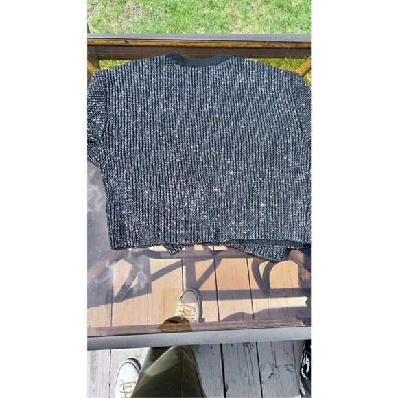 RAG & BONE BLACK AND SILVER METALLIC CROP SWEATER SIZE S - Picture 7 of 12